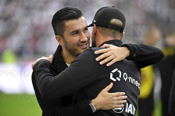 Coach Coach Sebastian Hoeness VfB Stuttgart hugs Coach Coach Nuri Sahin Borussia Dortmund 09 BVB, MHPArena, MHP Arena Stuttgart, Baden-Württemberg, Germany, Europe