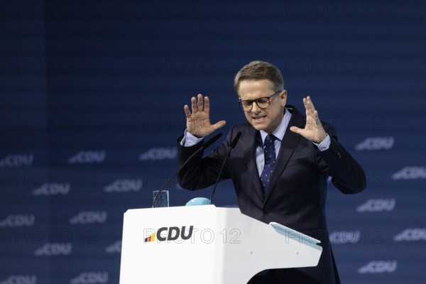 Carsten Linnemann (CDU General Secretary) at the 37th Federal Party Conference of the CDU in the CityCube Berlin on 3 February 2025. The Christian Democratic Union of Germany has set itself the goal of adopting an immediate programme at the party conference, which is to be implemented immediately after the formation of a government