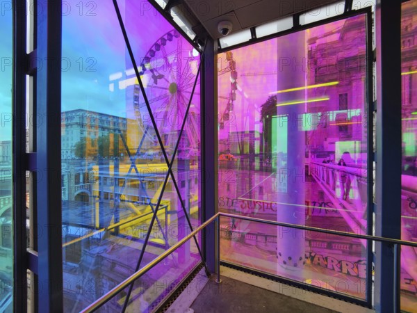Marollescenece, art installation The Cube, coating of the windows with translucent dichroic films, Poelaert, Brussels, Belgium, Europe