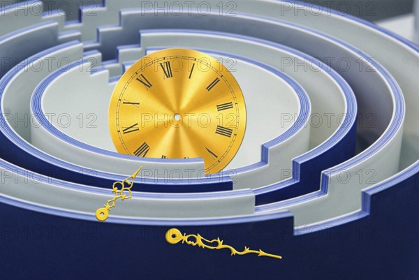Symbolic image, time, clock, search for lost time, course of the year, mysticism, experience time, historical time, objective time, existence, life time, labyrinth, sense of time, philosophy of temporality