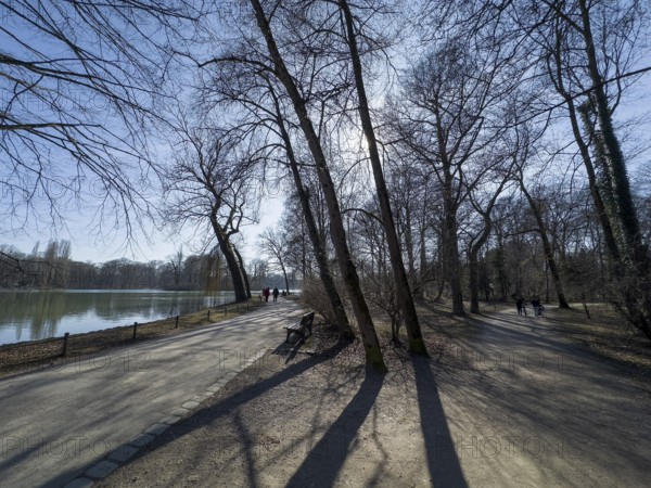 Spring atmosphere at Kleinhesseloer See, Munich, Bavaria, Germany, Europe