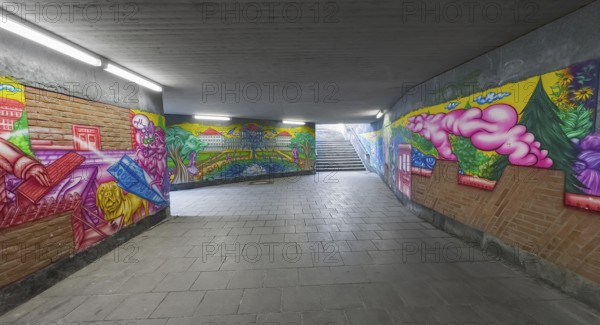 Art project by Martin Blumöhr, pedestrian subway Niwenhaus, Dom-Pedro-Straße, Munich, Bavaria, Germany, Europe