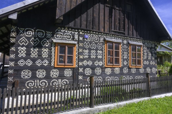 Painted wooden house Unesco World Heritage Site, Cicmany, Žilinský kraj, Slovakia, Europe