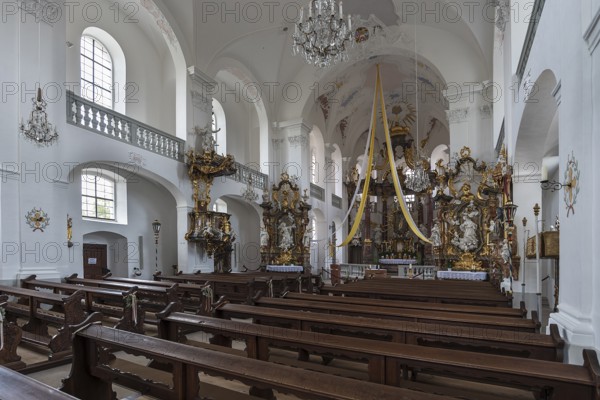 Interior of the pilgrimage church Maria Limbach, built 1751-1755, Limbach, Lower Franconia, Bavaria, Germany, Europe