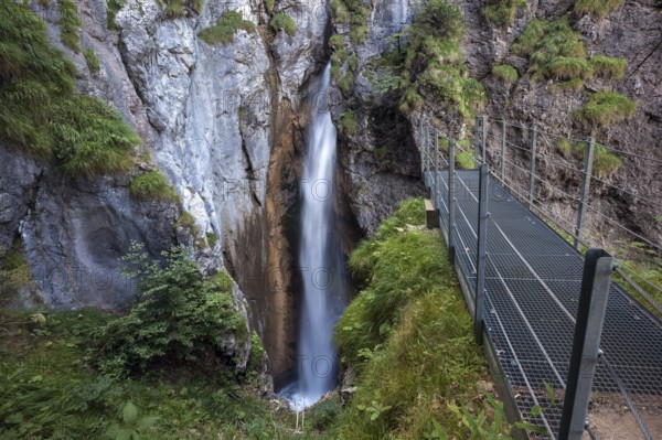 Waterfall in Hölltobel, near Gerstruben, Dietersbachtal, Oberstdorf, Oberallgäu, Allgäu, Bavaria, Germany, Europe