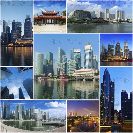 Mosaic collage storyboard of Singapore tourist views travel images