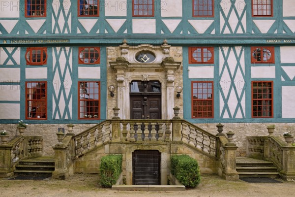 The Lodge House of the Hildesheim Freemasons Gate to the Temple of Light in the former Cathedral Provostry, Lower Saxony, Germany, Europe