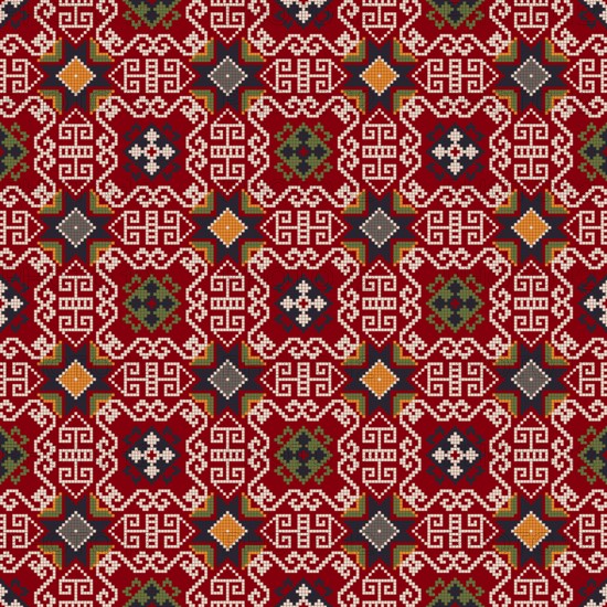 Traditional Georgian folk art embroidery vector pattern