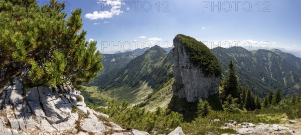 Panorama photo, mountain landscape, summit massif of the Regenspitz with Gennerhorn, Osterhorn group, Salzkammergut, province of Salzburg, Austria, Europe