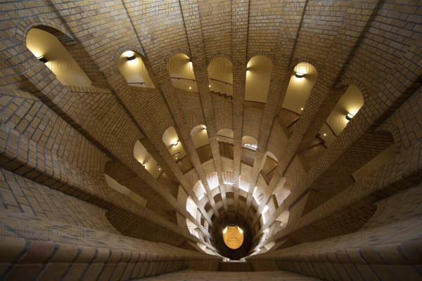 Interior photograph, view from top to bottom, bell tower, Franzoesischer Dom, Gendarmenmarkt, Berlin, Germany, Europe