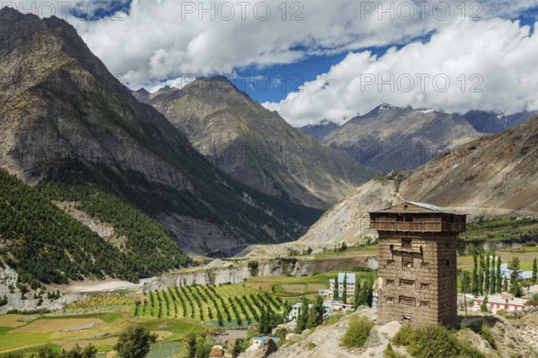 Gondla castle or fort built in 1700 A. D. Lahaul valley, Hiachal Pradesh, India, Asia