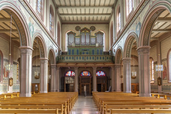 Interior and organ of the Church of St Peter and Paul in Lahr/Black Forest, Baden-Württemberg, Germany, Europe