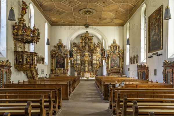 Interior of the pilgrimage church Maria in der Tanne, Triberg in the Black Forest, Black Forest, Baden-Württemberg, Germany, Europe