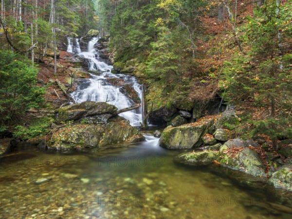 Riesloch nature reserve, Riesloch Falls, Riesloch Falls, Riesbach waterfall, also known as Rissloch, Bodenmais, Bavarian Forest, Lower Bavaria, Bavaria, Germany, Europe
