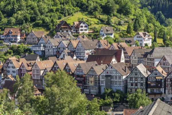 View of the half-timbered houses in Schiltach, Black Forest, Baden-Württemberg, Germany, Europe