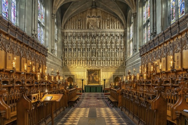 Interior of the chapel of Magdalen College in Oxford, Oxfordshire, England, Great Britain