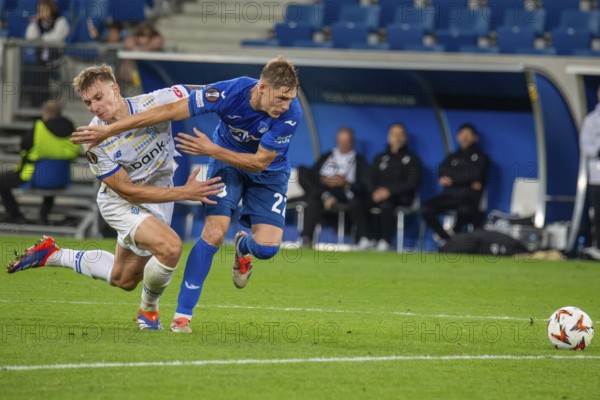 Football UEFA Europa League, 2024/25 season, matchday 2: TSG Hoffenheim v Dynamo Kiev. Picture: Dynamic advance by Alexander Prass (22, Hoffenheim)