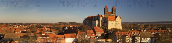 Castle hill ensemble with St Servatius collegiate church on the castle hill above the old town, Quedlinburg, Saxony-Anhalt, Germany, Europe
