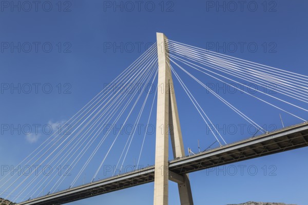 Low angle view and close-up of Franjo Tudman bridge carrying the D8 road in Dubrovnik, Croatia, Europe