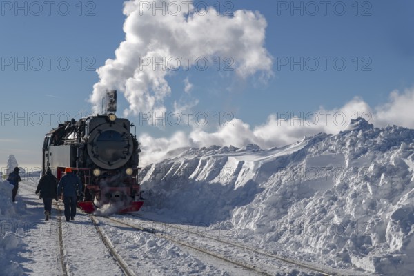 Winter historic steam railway Brocken Harz Germany