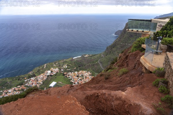The Mirador de Abrante viewing platform with views of Agulo, La Gomera, Canary Islands, Spain, Europe
