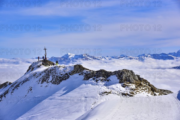 The summit of the Hahnenköpfle (2077 m) in Kleinwalsertal, Allgäu, Vorarlberg, Austria, Europe