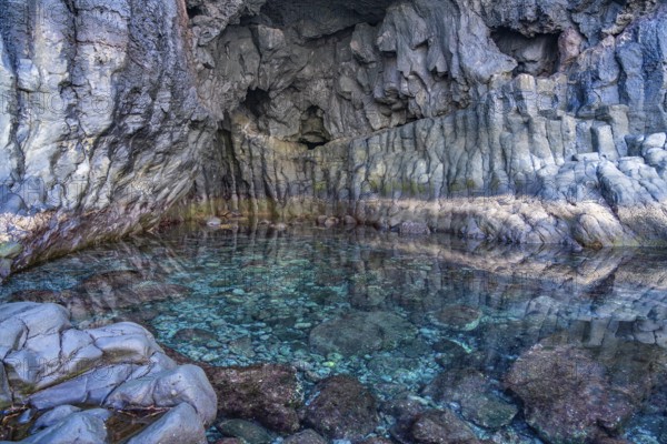 The natural volcanic pool Charco de la Laja, El Hierro, Canary Islands, Spain, Europe