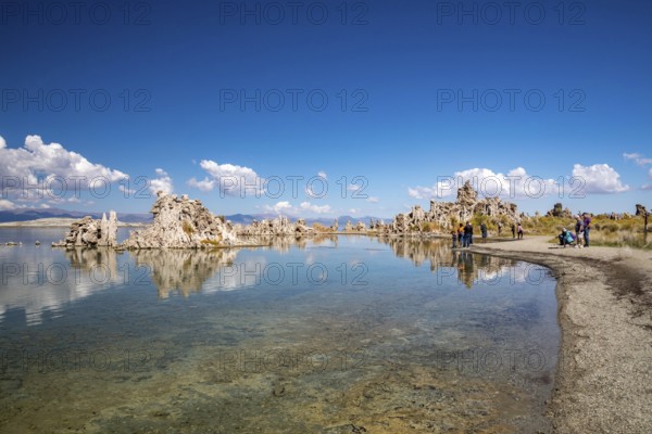 Lee Vining, California - Tufa towers in Mono Lake. The lake has no outlet, which makes it highly saline. The city of Los Angeles has taken water from Mono Lake in recent years, substantially lowering the water level