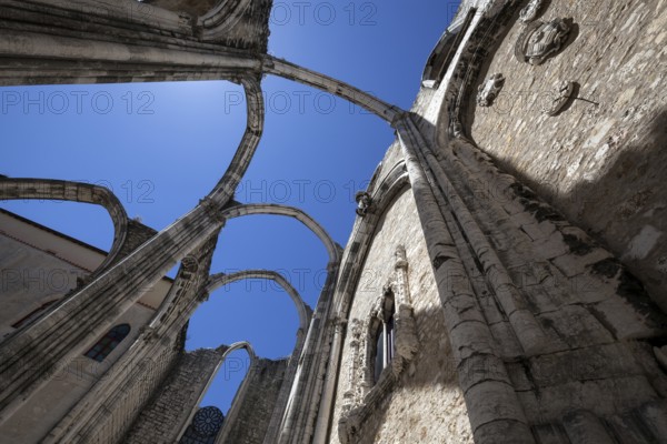 Ruins of the monastery church of the former convent of the Carmelite order, Convento do Carmo, Chiado district, Lisbon, Portugal, Europe