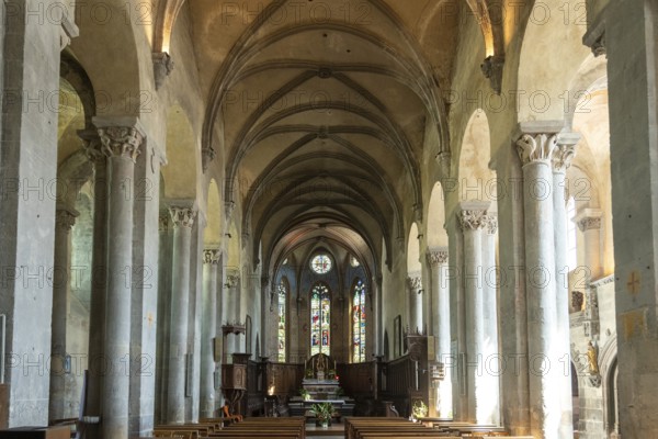 Mozac. Inside the abbey church of Saint-Pierre. Puy de Dome department. Auvergne-Rhone-Alpes. France