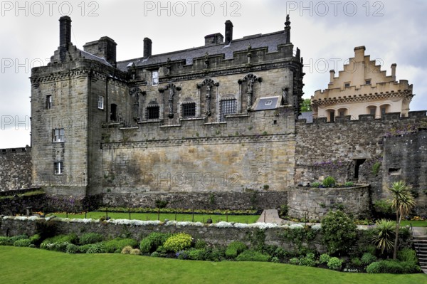 Castle gardens in front of the Prince's Tower in Stirling Castle, Scotland, UK