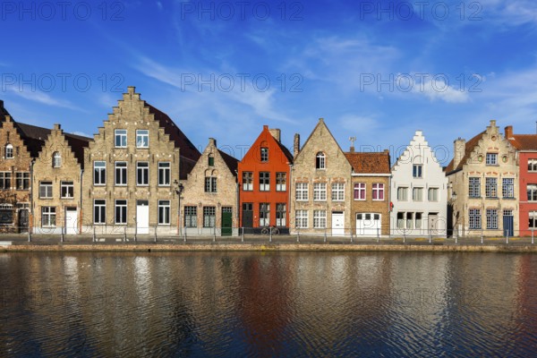 Typical European wallpaper, Europe cityscape view canal and medieval houses. Bruges (Brugge), Belgium, Europe