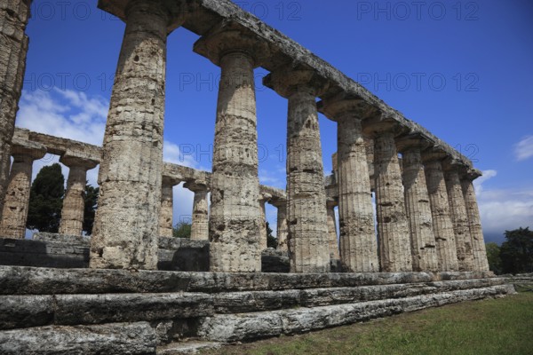The Athenaion, Temple of Ceres or Temple of Athena in Paestum, Campania, Italy, Europe