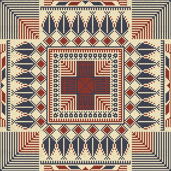 Embroidery Tatreez pattern, Palestinian fashion vector ornament