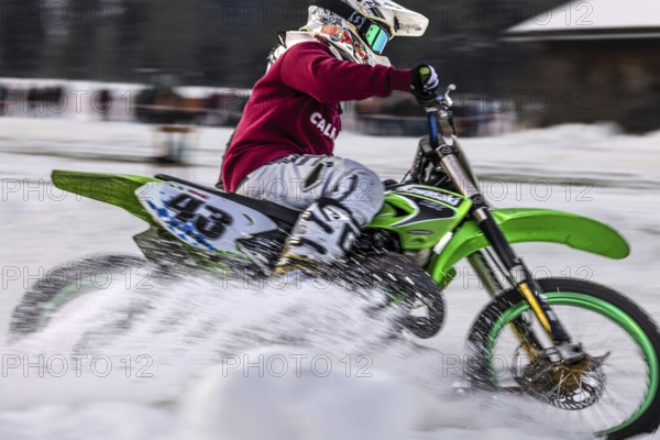 Skijoring, motorbike, snow, competition, motorsport, lenggries, Bavaria, Germany, Europe