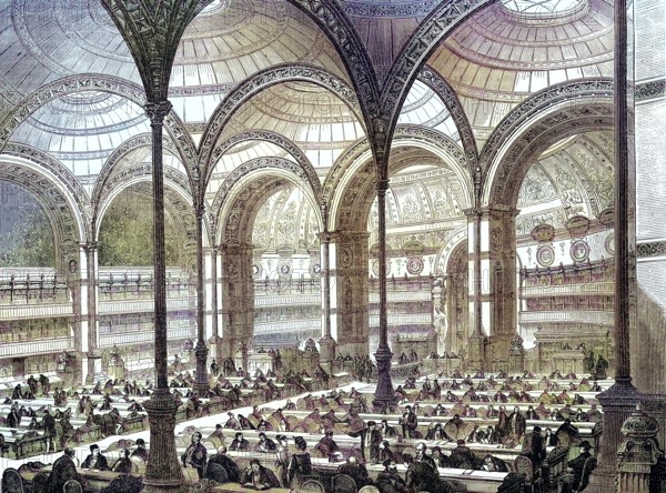 The New Reading Room in the Royal Library in Paris, 1869, France, Historic, digitally restored reproduction of an original 19th-century painting, exact original date unknown, Europe