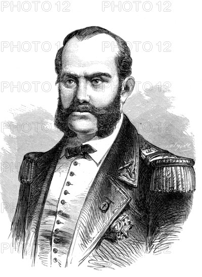 Juan Bautista Topete y Carballo (24 May 1821 - 31 October 1885 in Madrid) was a Spanish admiral and politician, Historic, digitally restored reproduction of a 19th century original, exact original date not known
