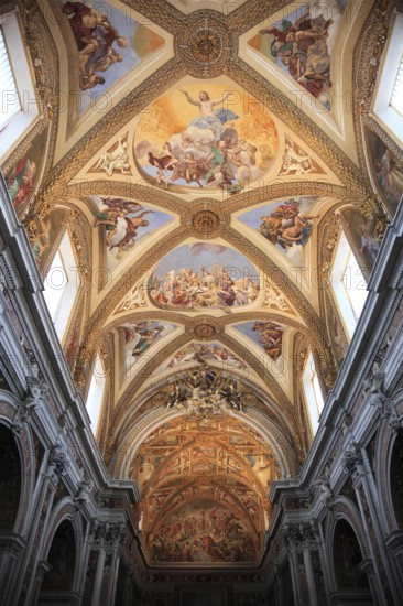 Ceiling of the church in the Certosa di San Martino on Vomero above Naples, Campania, Italy, Europe