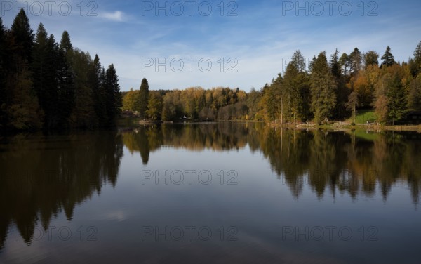 Ebnisee, Kaisersbach, autumn, Swabian Forest, Baden-Württemberg, Germany, Europe