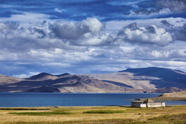 Himalayan lake Tso Moriri in Korzok, Ladakh, India, Asia