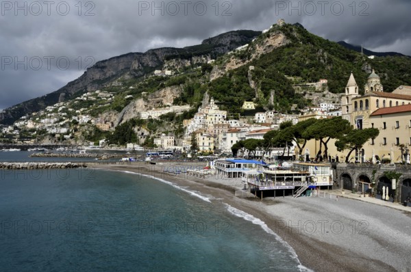 View of the village Amalfi, Amalfi Coast, Costiera Amalfitana, Province of Salerno, Campania, Italy, Europe
