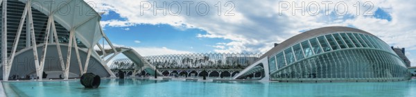 Architecture and buildings over City of Arts and Sciences in Valencia, Spain, Europe