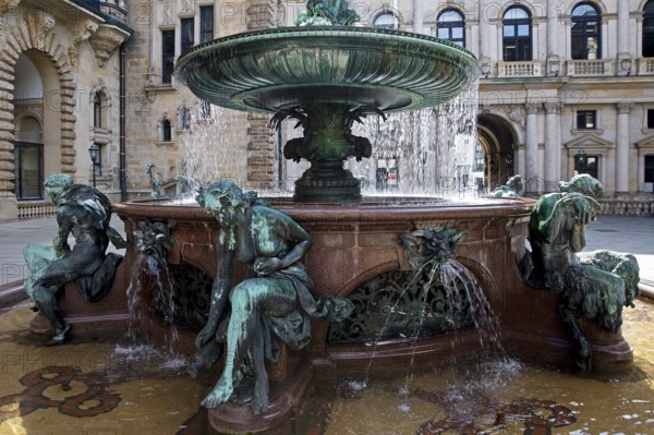 Hygieia Fountain by sculptor Joseph von Kramer, courtyard, City Hall, Hamburg, Germany, Europe