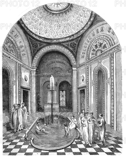 Oriental Baths in Budapest, Spa, the Rose Hall, 1969, Hungary, Historic, digitally restored reproduction of an original 19th century painting, exact original date unknown, Europe