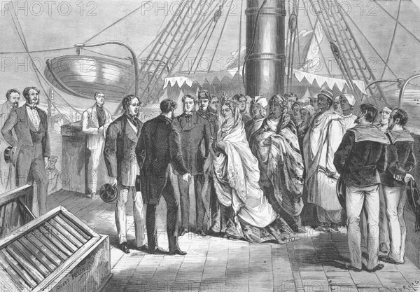 Zombe-Fatoum (1836-1878), Queen of Moheli in the Comoros, on her visit to Marseille, 1869, France, Historic, digitally restored reproduction of an original 19th century painting, exact original date unknown, Europe