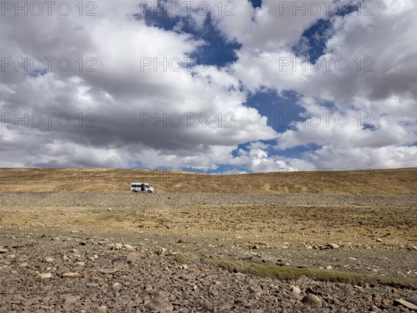 Stony plain in the high mountains at the Ximila Pass, Tibet, China, Asia