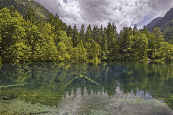 Christlessee, a mountain lake in the Trettachtal valley, near Oberstdorf, Oberallgäu, Allgäu, Bavaria, Germany, Europe