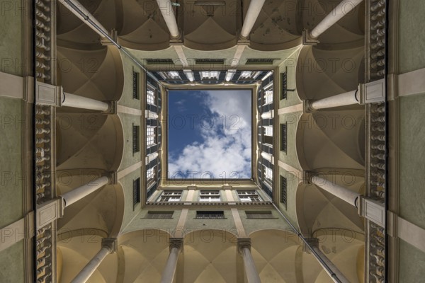 Inner courtyard of the university, Genoa, Italy, Europe