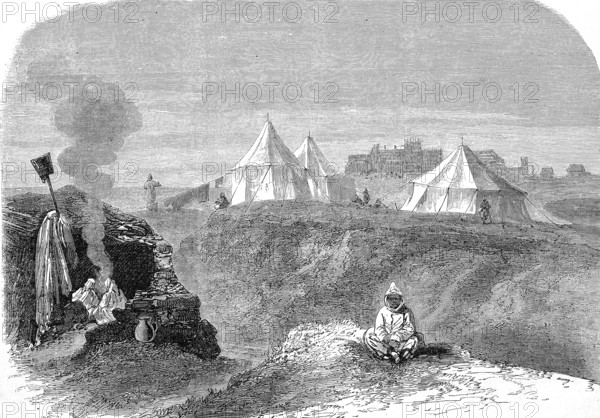 Egyptian border post on the border with Abyssinia, 1896, today Ethiopia, Historic, digitally restored reproduction of a 19th century original, exact original date unknown