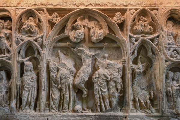 Detail of the altar in the church of the Cistercian Abbey of Fontenay, Unesco World Heritage Site, Cote dOr, Burgundy, France, Europe